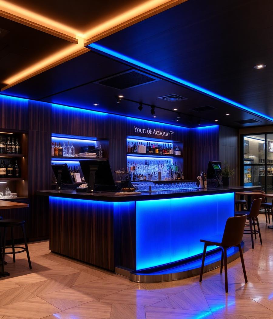 Ladenbau Bar mit blauer LED